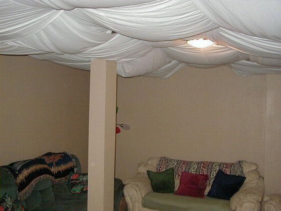 white cloth fabric for basement ceiling